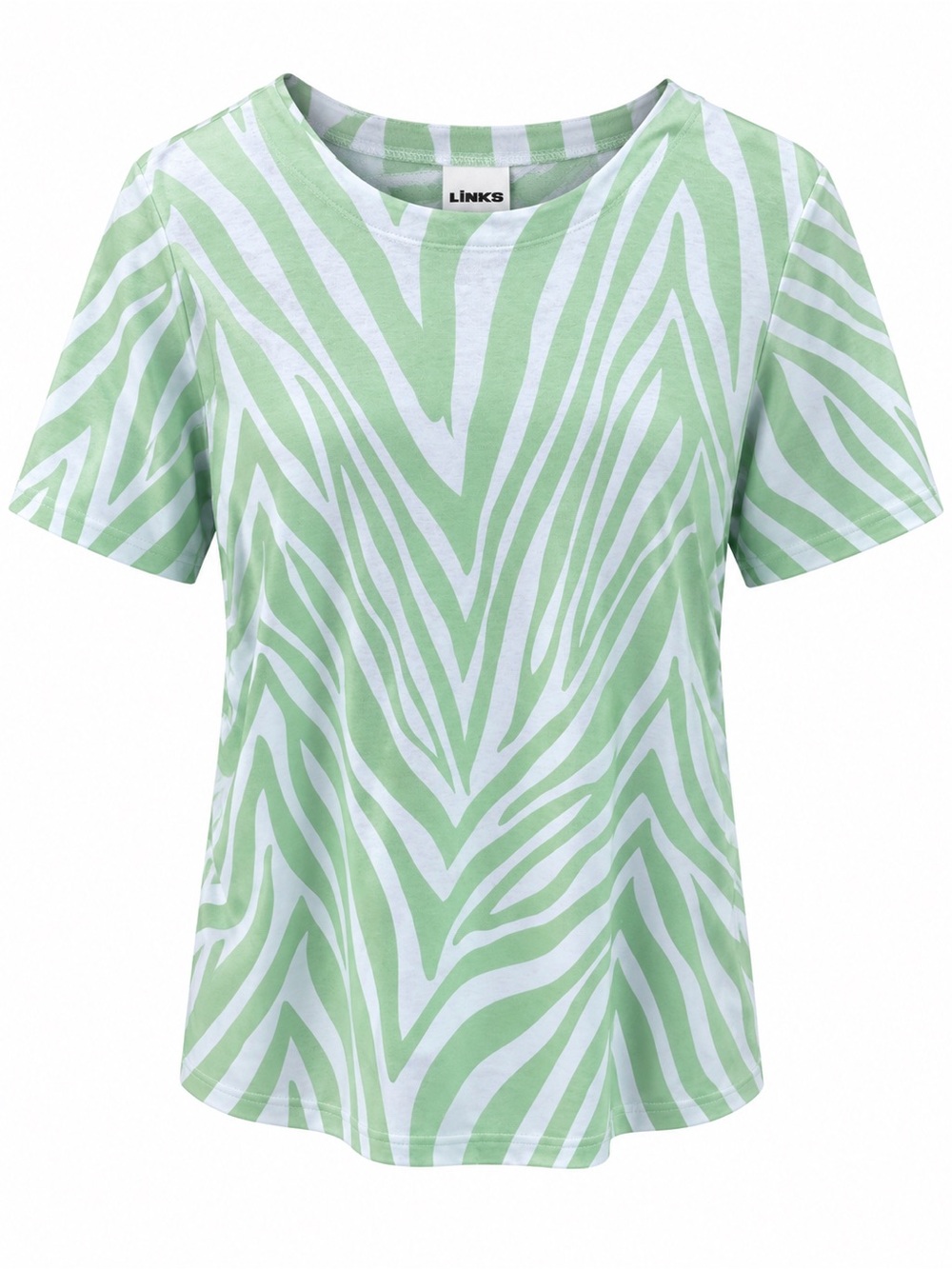 Link Mint & White Zebra-Print Short Sleeve Tee Y2K
